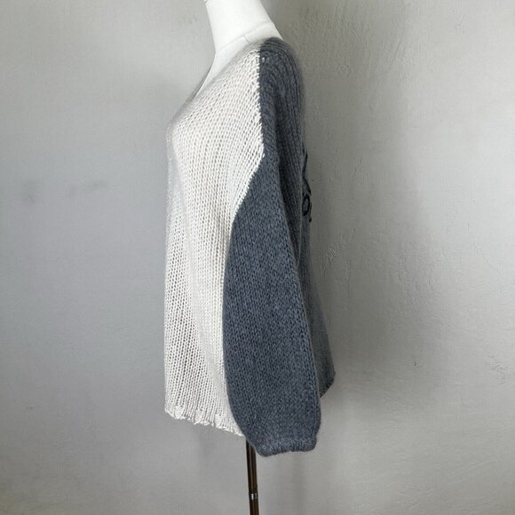 Me369 Brooklyn Natural Sweater Embroidered "Good Vibes" Wool Mohair Size XS/S - Picture 4 of 11